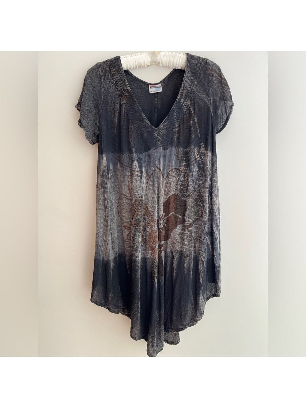 SHORELINE Bathing Suit Coverup Semi Sheer Popover Style Lightweight Neutral Tone